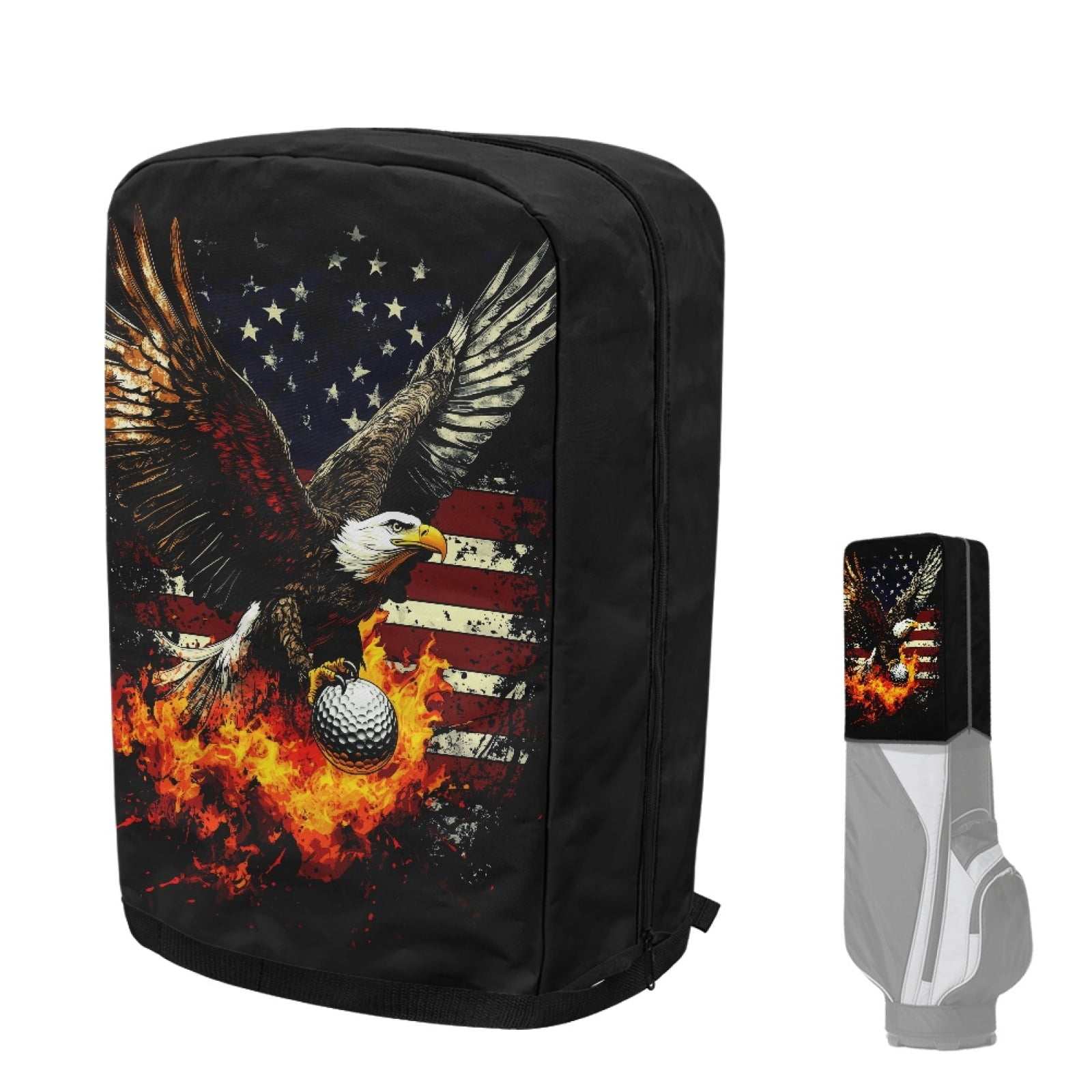 Yuyamidu Fire Eagle Golf Bag Cover American Flag Golf Bags Dust Cape for Men Women Golfer Almost Fits All for Tour Bags/Golf Bags/Carry Cart/Stand Bags