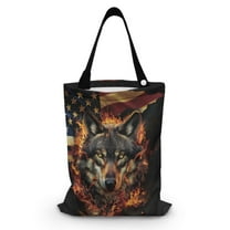 Yuyamidu Fire Wolf Car Trash Bag for Front Seat, Back Seat, Headrest American Flag Car Garbage Bags Accessory Foldable Auto Garbage Bag Holder for Cars SUVs Vans