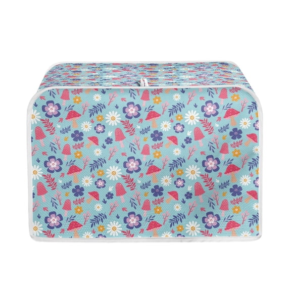 Yuyamidu Floral Toaster Cover 2-Slice Wide Slot Bread Machine Cover Mushroom Microwave Oven Dustproof Cover Foldable Kitchen Small Appliance Dust Protection Cover