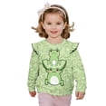 thumbnail image 1 of Yuyamidu Frog Sweatshirt Toddler Girl 1T 2T Green Long Sleeve Ruffle Shoulder Crewneck Sweatshirts Pullover Tops for Outdoor School Lightweight Soft Everyday Clothes for Fall, 1 of 8