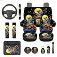 thumbnail image 1 of Yuyamidu Funny Frog Car Seat Cover Full Set of 13 Hippie Mushroom Steering Wheel Cover Seat Belt Covers Car Center Control Cover Cup Coasters Key Ring Auto Accessories, 1 of 6