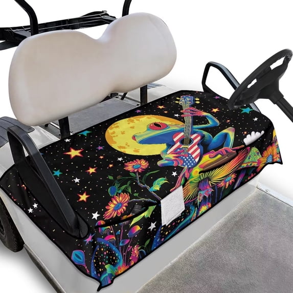 Yuyamidu Funny Frog Golf Cart Seat Covers for Club Car Mushroom Golf Cart Seat Towel Blanket for 2 Passenger Seats Travel Sports Club Car Accessories Cooling in Summer
