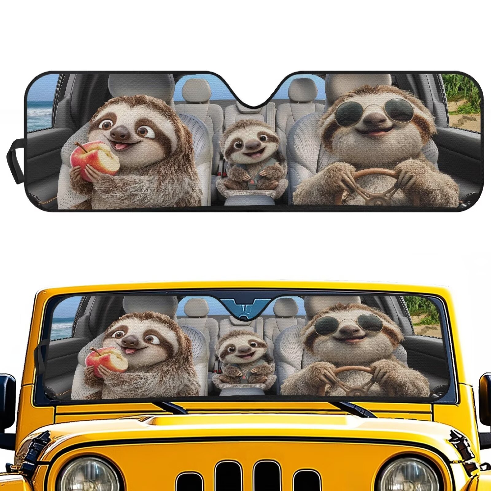 Yuyamidu Funny Sloth Driving Windshield Sunshade Car Sun Shade Heat ...