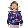 thumbnail image 1 of Yuyamidu Galaxy Dragon Sweatshirt Toddler Girl 3T 4T Lightweight Ruffle Sleeve Crewneck Sweatshirts Long Sleeve Pullover Tops Casual Fall Kids Everyday Athletic Clothes, 1 of 8