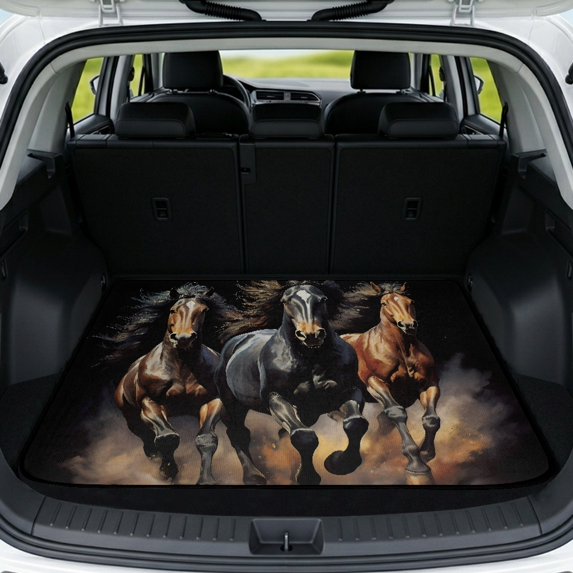 Yuyamidu Galloping Horse Car Trunk Mat 29" x 39" Universal Scratchproof Cargo Liner Non-Slip, Vehicle Interior Accessories Universal Fit for Most Cars SUV