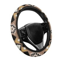 Yuyamidu Gemoetric Steering Wheel Cover Aztec Ethnic Auto Steering Wheel Accessories 15 Inches Flannel Steering Wheel Protector Fit for Most Vehicles Sedans