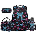 thumbnail image 1 of Yuyamidu Glitter Football Bow School Backpack Set 4 Pcs, Lightweight Bookbag with Lunch Box Pencil Case Water Bottle Holder for Girls Teens Back to School, 1 of 7