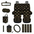 thumbnail image 1 of Yuyamidu Gold Sun and Moon Car Seat Cover Full Set with Steering Wheel Cover Seat Belt Strap Cover Trash Cans Rear View Mirror Cover Cup Coaster Keychain Wristlet Strap Car Vent Organizer, 15 PCS, 1 of 7