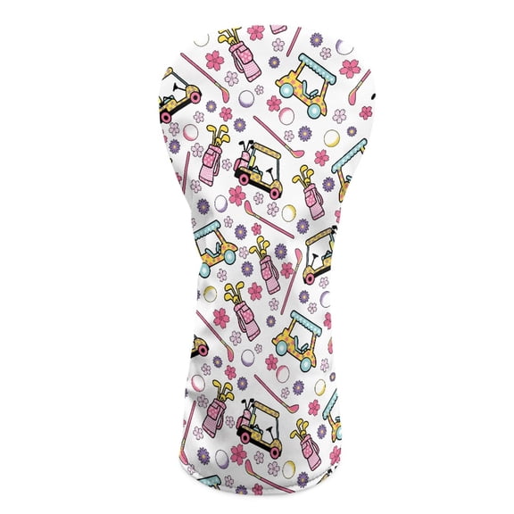 Yuyamidu Golf Ball Golf Club Head Cover Cherry Blossom Golf Head Covers PU Leather Driver Headcover Fairway Wood Head Cover Hybrid Headcover