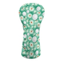 Yuyamidu Golf Ball Golf Club Head Covers for Woods and Driver Fairway Hybrids, Green Daisy Golf Head Covers Waterproof PU Leather Golf Club Cover Accessory