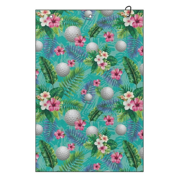 Yuyamidu Golf Ball Golf Towel Green Leaves Cleaning Towel for Golf Bags Soft and Comfortable Machine Washable Golf Accessories for Women, Green