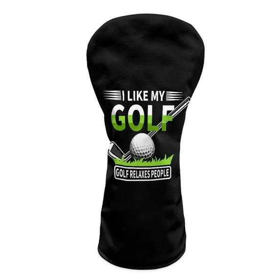 Yuyamidu Golf Ball Print Golf Club Head Covers Black Golf Club Cover Accessories Waterproof PU Leather for Woods and Driver Fairway Hybrids