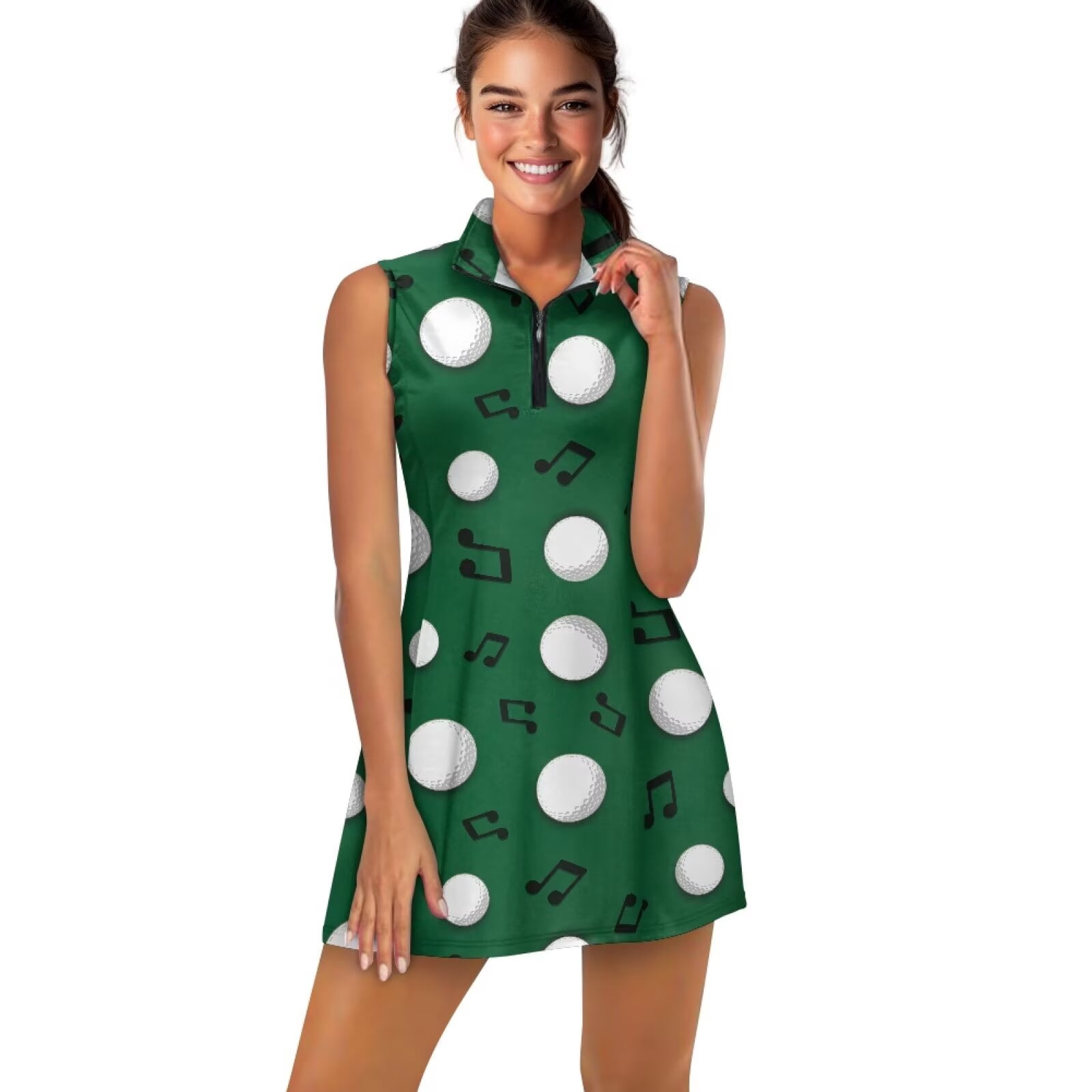Yuyamidu Golf Balls Golf Dress for Women Musical Note Anti Wrinkle Athletic Dress for Women Sleeveless Comfort Workout Athletic Dresses with Pockets Shorts Outfits Size XS