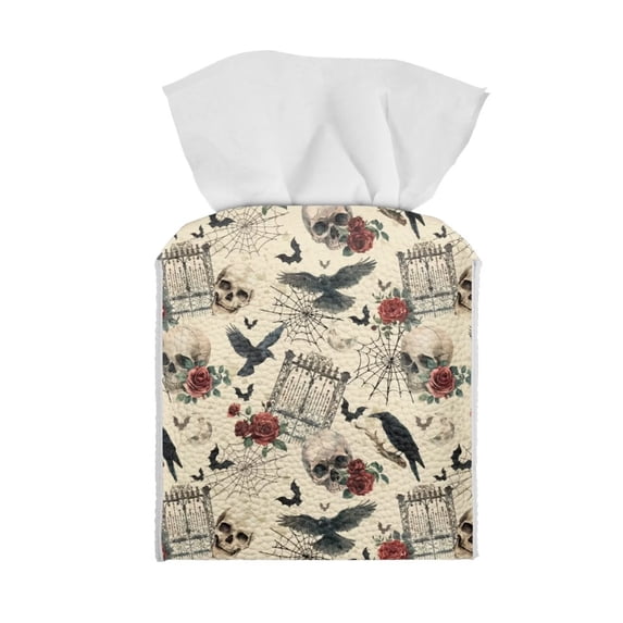Yuyamidu Gothic Bathroom Tissue Box Cover for Napkin Facial Paper Modern Decorative PU Leather Square Tissue Box Case Organizer Holder for Bathroom Vanity Countertop, Night Stands