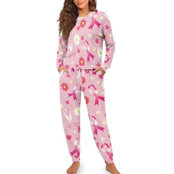 Yuyamidu Gray Leopard Print Pajama Set of 2 Women's Long Sleeve Night Top and Long Pants with Pockets Size M Lightweight Round Neck Loungewear for Yoga Sleep Jogger