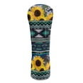 thumbnail image 1 of Yuyamidu Green Aztec Golf Club Head Covers for Women Men Sunflowers Golf Accessories Waterproof PU Leather for Driver Fairway Woods Hybrids, 1 of 8