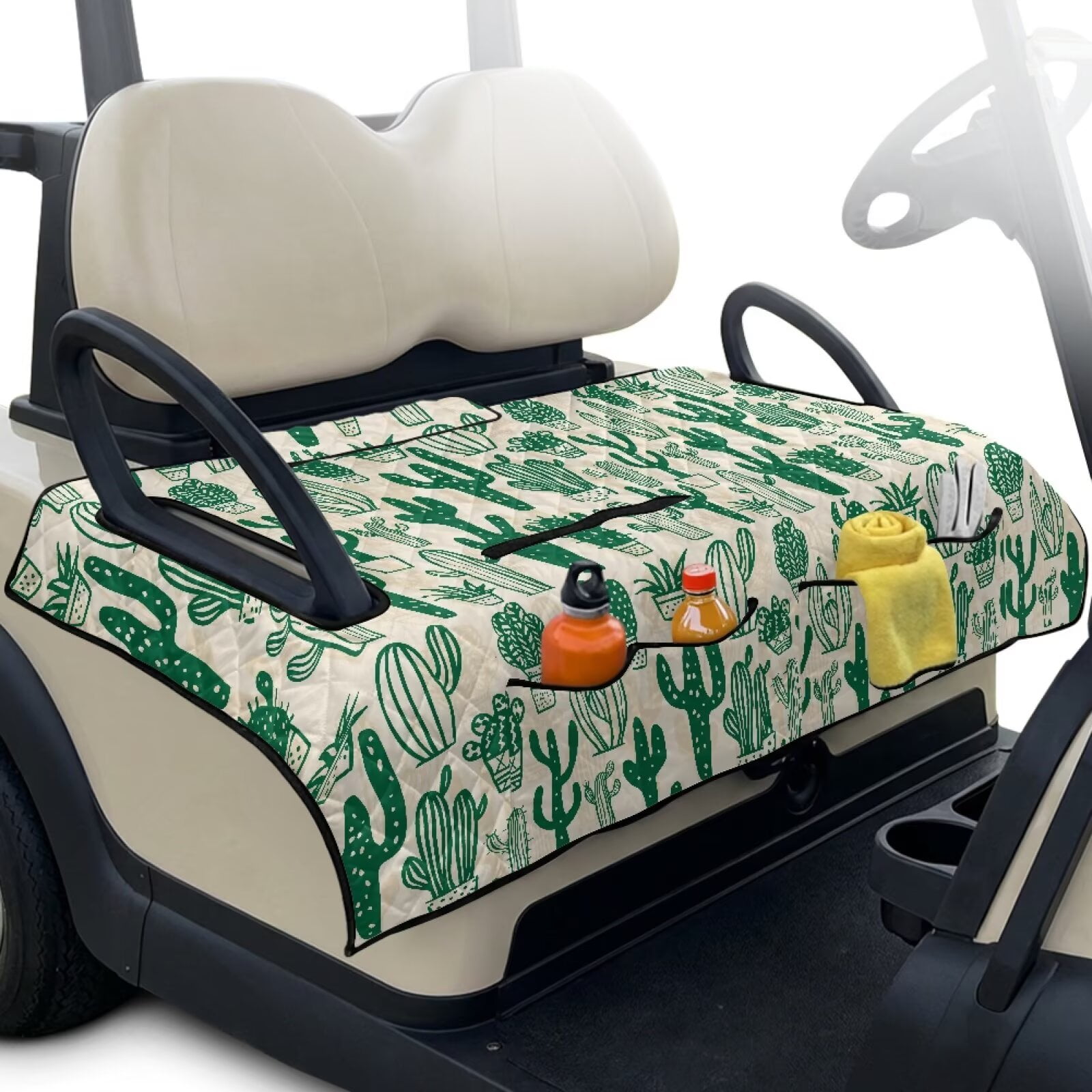 Yuyamidu Green Cactus Golf Cart Seat Covers for 2 Seats, Soft Golf Cart ...