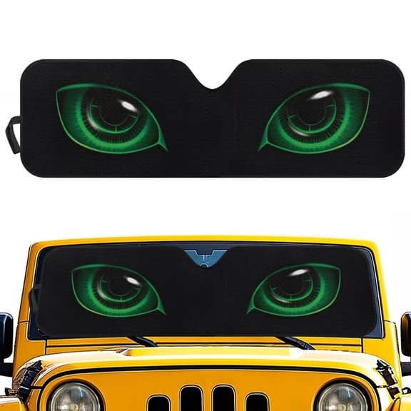Yuyamidu Green Eyes Print Windshield Sunshade Sun Visor for UV Rays & Heat Protection, Suitable for Wrangler, Compass, Gladiator & Renegade