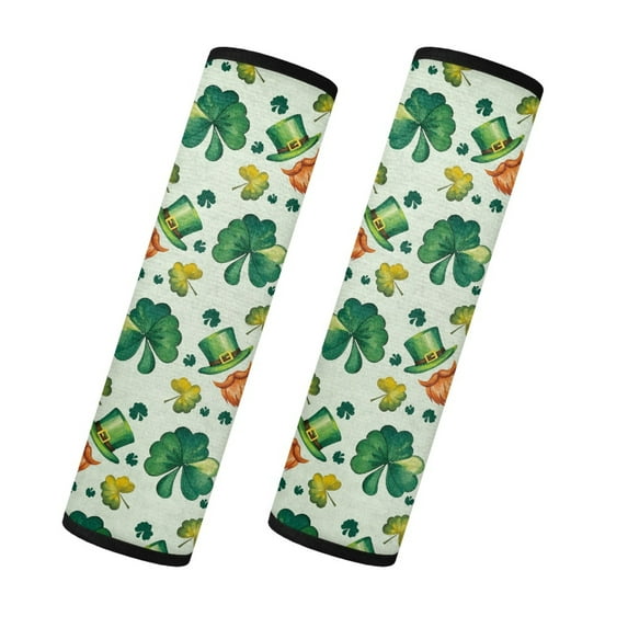 Yuyamidu Green Leaf Seatbelt Cover for Adults Green Hat Seat Belt Cover Pad for Car SUV Sedan Truck Flannel Auto Shoulder Strap Pad 2 Pack St. Patrick's Day Car Decoration Accessories