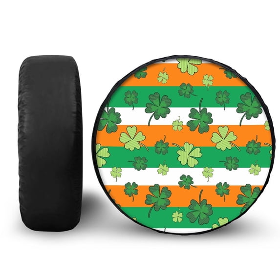 Yuyamidu Green Leaf Tire Covers St. Patrick's Day Spare Wheel Tire Cover Easy to Install Wheel Cover Protector Universal Fit for Trailer, RV, SUV, Truck