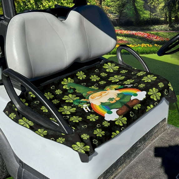 Yuyamidu Green Leaves Seat Covers for Golf Cart Seat Towel Rainbow Golf Cart Covers 2 Passenger Golf Cart Seat Covers St. Patrick's Day Golf Cart Seat Towel Blanket