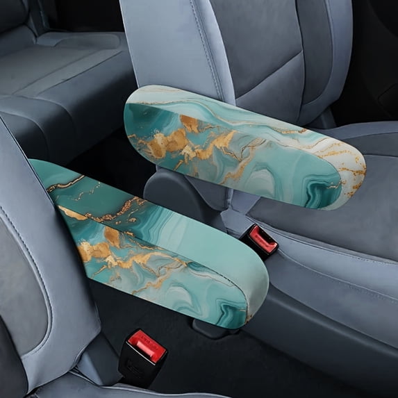 Yuyamidu Green Marble Print Armrest Cover for Car Seat Comfortable Armrest Protector Covers Automotive Interior Accessories Car Seat Armrest Covers for Most Vehicles