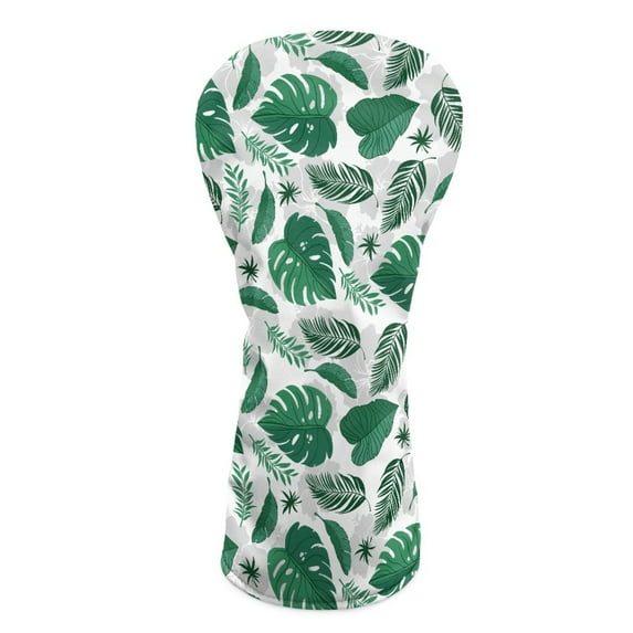 Yuyamidu Green Palm Leaves Golf Club Head Covers for Woods, Driver, Fairway, Hybrid Tropical Golf Headcover Waterproof PU Leather Golf Head Cover