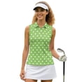 thumbnail image 1 of Yuyamidu Green Polka Dots Ladies Golf Shirts Elastic Tennis 3 Buttons Sleeveless Sport Wear Moisture Wicking Shirts for Women Size XS, 1 of 7