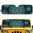 thumbnail image 1 of Yuyamidu Green Windshield Sun Shade Compatible with Jeep Wrangler JK JL Boho Mandala Flower Car Sunshade Heat Shield Windshield Cover, 1 of 7