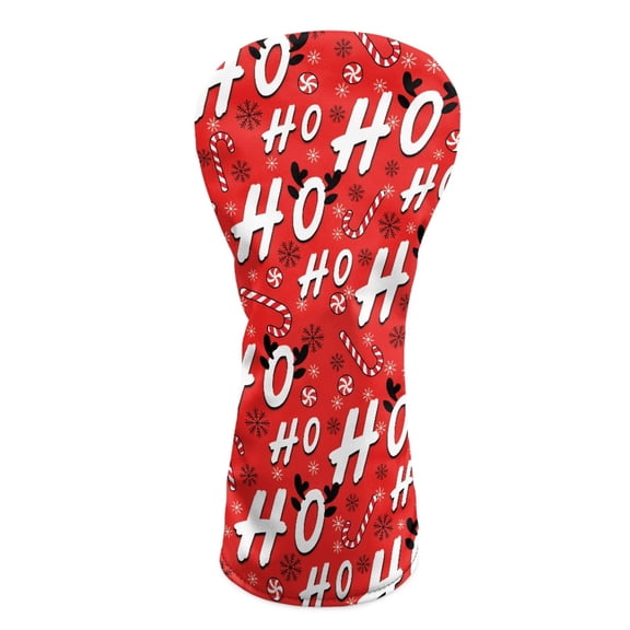 Yuyamidu HO-HO-HO Golf Head Cover for Golf Head Red Christmas PU Leather Golf Club Head Cover for Driver/Fairway/Hybird Club Protection, Easy to Put on and Take off