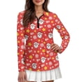 thumbnail image 1 of Yuyamidu HO-HO-HO Golf Shirts for Women Santa Claus Golf Top Red Christmas Long Sleeve Tennis Outfits Quater Zipper Activewear Size M, 1 of 8