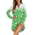 thumbnail image 1 of Yuyamidu HO-HO-HO Long Sleeve Nightgowns Size M Bow Long Sleeve Night Shirt for Women Green Button Sleep Dress Christmas Pajamas Shirt Comfy V Neck Nightdress, 1 of 7