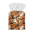thumbnail image 1 of Yuyamidu Halloween PU Leather Tissue Box Cover Square Tissue Box Holder with Bottom Belt Foldable Facial Paper Organizer Dispenser for Living Room Bedroom Bathroom Gift for Holiday, 1 of 8