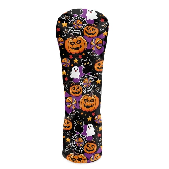Yuyamidu Halloween Pumpkin Golf Club Head Covers PU Leather Golf Head Covers Driver Covers Black Cat Golf Headcover Fariway Wood Headcover Hybrid Covers