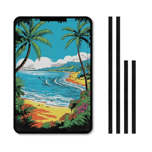 Yuyamidu Hawaii RV Door Window Shade for Inside Camper Coconut Tree RV Camper Accessories Seaside Travel Trailer Door Window Cover 17 x 26, Universal Size