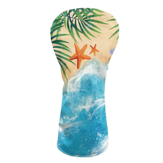 Yuyamidu Hawaii Seaside Golf Club Head Covers for Driver Fairway Woods Headcovers Starfish Golf Club Covers PU Leather Golf Club Headcover