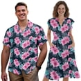 thumbnail image 1 of Yuyamidu Hawaiian Vacation Matching Outfits Hawaiian Floral Pattern Mens Casual Shirts Womens Hawaiian Floral Maxi Dress Hawaiian Floral Matching Couples Outfits Ruffle Sleeve, Size 5XL, 1 of 8