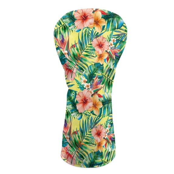 Yuyamidu Hibiscus Golf Club Head Cover, Palm Leaves Golf Headcover Driver Headcover Fairway Wood Headcover Hybrid Club Head Cover with Soft Lining