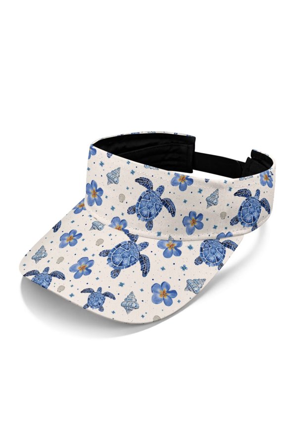 Hibiscus Turtle Sun Visor Hats for Women Men Adjustable Wide Brim Cap for Running Tennis Comfortable Athletic Sport Hat