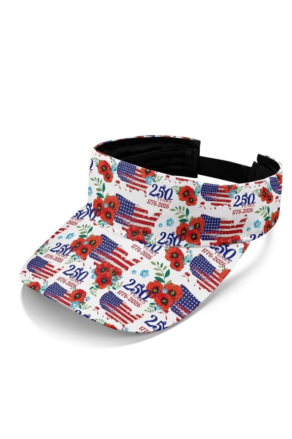 Hibiscus Visors Hat USA Flag 4th of July Adjustable Sports Cap for Golfers Summer Outdoor Activities