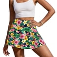 thumbnail image 1 of Yuyamidu Hibiscus Women's Athletic Skort Palm Leaves Swing Golf Tennis Skirts High Waisted Skorts Running Workout Skorts with Pockets Size L, 1 of 7