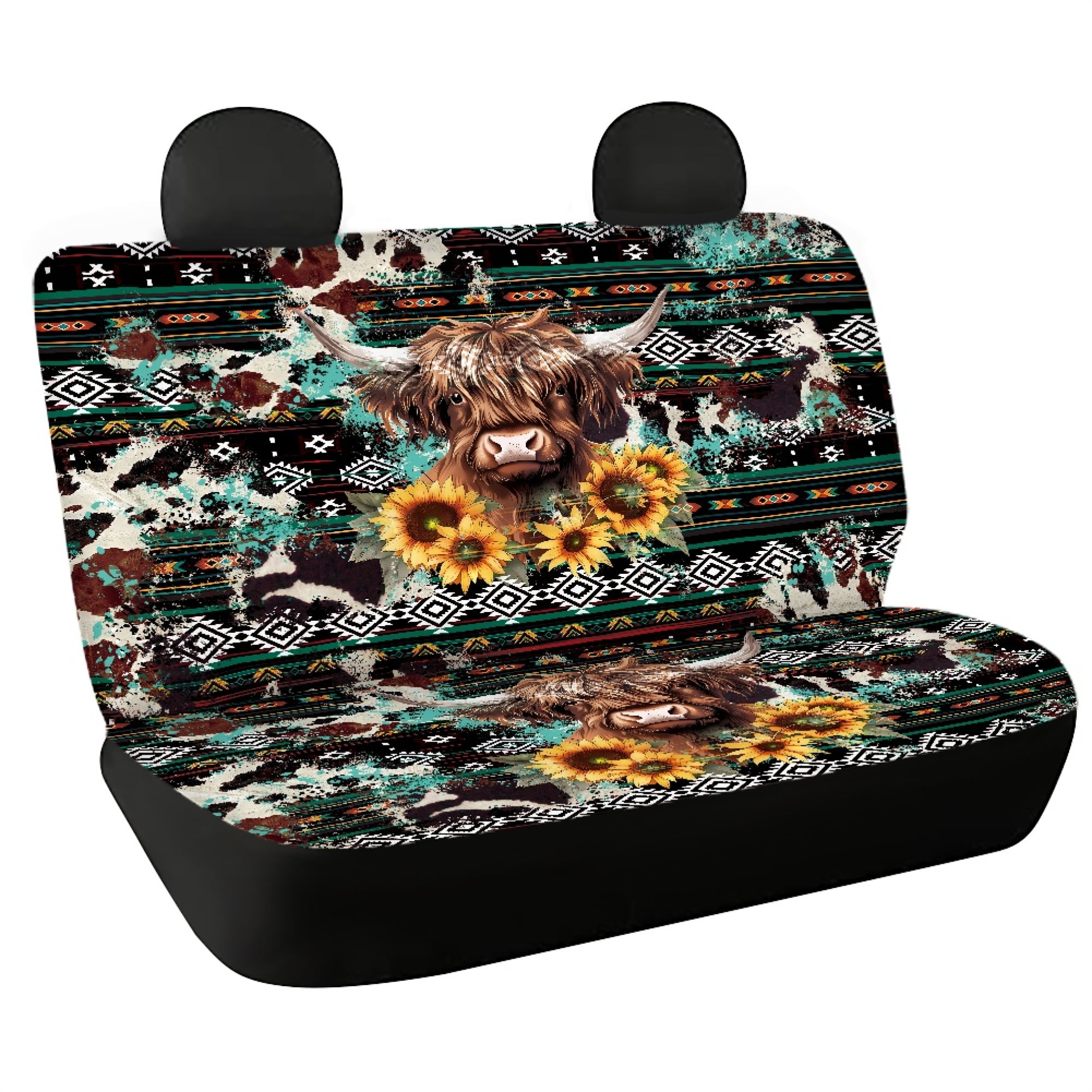 Yuyamidu Highland Cow Back Seat Covers Western Aztec Car Rear Seats ...