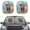 thumbnail image 1 of Yuyamidu Highland Cow Car Window Sun Shades for Sedan Van Truck Portable Car Sunshades for Windshield 2pcs Automotive Windshield Cover Decorative Accessories, 1 of 5