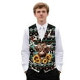 thumbnail image 1 of Yuyamidu Highland Cow Men's Classic Slim Fit Dress Vest Formal Wedding Prom Tuxedo Suit Vest with Pocket Aztec Tribal Lightweight Waistcoat Size 2XL, 1 of 7