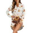 thumbnail image 1 of Yuyamidu Highland Cow Nightgowns for Women Maple Leaves Long Sleeve Button Down Pajama Dress Thanksgiving Night Gowns Sleep Shirts Size XL Fall V-Neck Lounge Sleepwear, 1 of 6