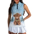 thumbnail image 1 of Yuyamidu Highland Cow Womens Golf Shirts Sleeveless Tennis Shirt Blue V-Neck 1/4 Zip Workout Tank Tops Christmas Shirt Athletic Outfits Size XS, 1 of 8