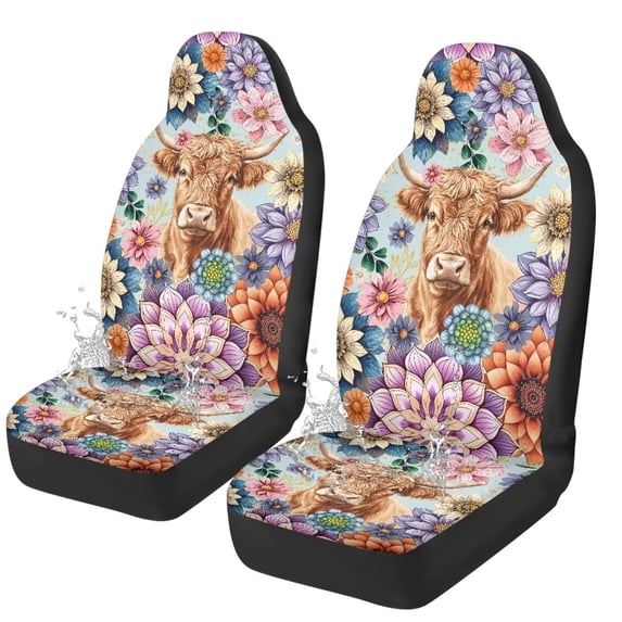 Yuyamidu Hippie Flower Car Front Seat Covers Waterproof Car Seat Cover for Front Seat Set of 2 Removable Automotive Accessories Elastic Fabrics Universal Fit Most Cars,SUV, Trucks