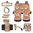 thumbnail image 1 of Yuyamidu Hippie Flower Front Rear Car Seat Covers Full Set with Steering Wheel Cover Seat Belt Pads Coasters Waste Bin Armrest Cover Cup Holders Rearview Mirror Cover Handbrake Cover Set of 14, 1 of 7