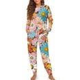 thumbnail image 1 of Yuyamidu Hippie Flower Women Sleepwear Pajama Set Long Sleeve Nightwear 2 Pack Floral Home Long Pant & Pullover T-shirt Outfits Comfy Crew Neck Pajamas Size M, 1 of 7