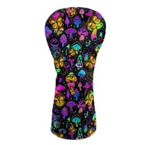 Yuyamidu Hippie Mushroom Golf Club Headcover Butterfly Golf Head Protective Cover Waterproof PU Leather Driver Fairway Wood Hybrid Head Cover for Women